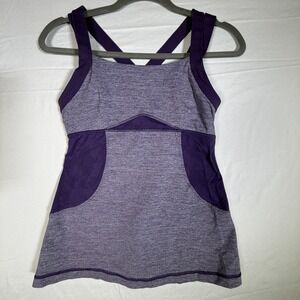 Lululemon Chaturanga Tank Top Heathered Concord Grape Womens Size 6 Double Strap